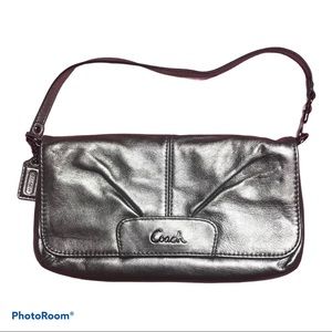 Coach Silver Metallic Mini Bag Clutch Wristlet